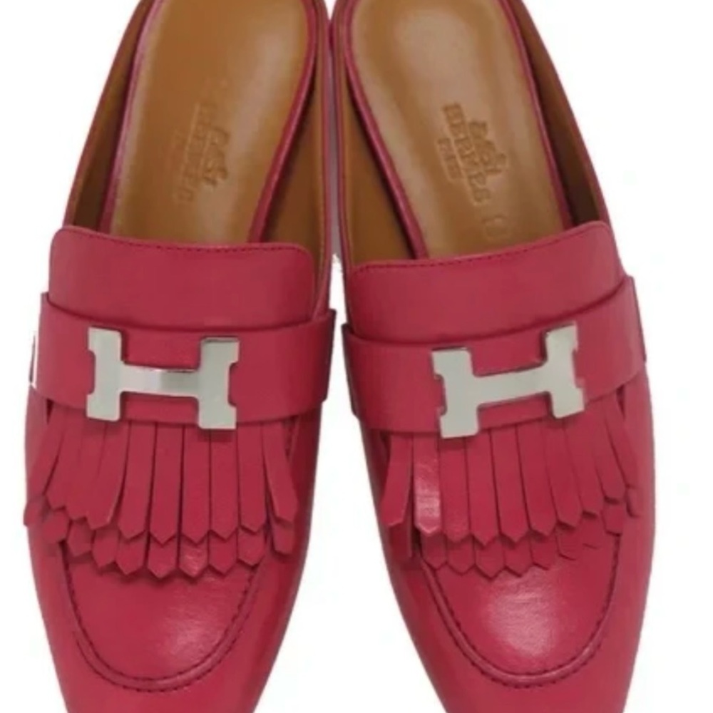 Hermes Pink Mules with Fringe Tassels Size 8.5 (39 EU)